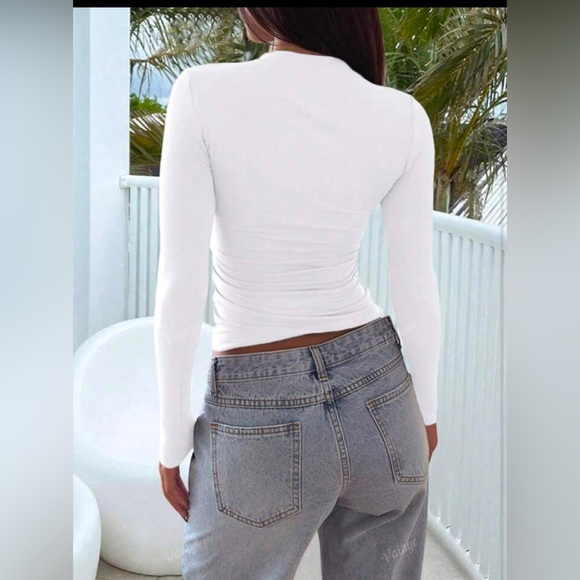 Ladies' Summer Knitted Square Neck Waist Cinching Sexy Y2K Base T-Shirt - Picture 2 of 4